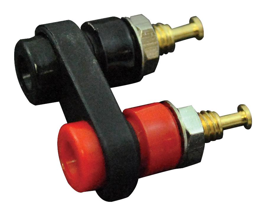 BU-P2143-0. DOUBLE BANANA JACK, 5A, TURRET, BLK MUELLER ELECTRIC
