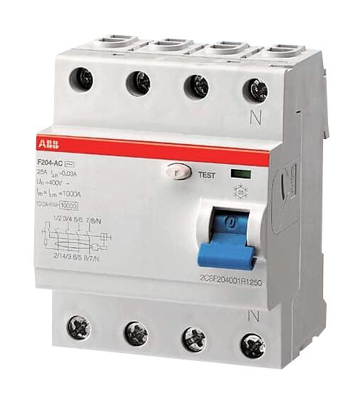 F204AS-40/0.5 RCCB, 4POLE, 40A, 415VAC ABB