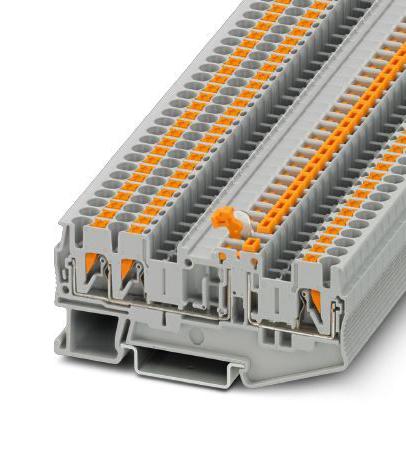 PT 2,5-TWIN-MTB DINRAIL TERMINAL BLOCK, 3WAY, 12AWG, GRY PHOENIX CONTACT