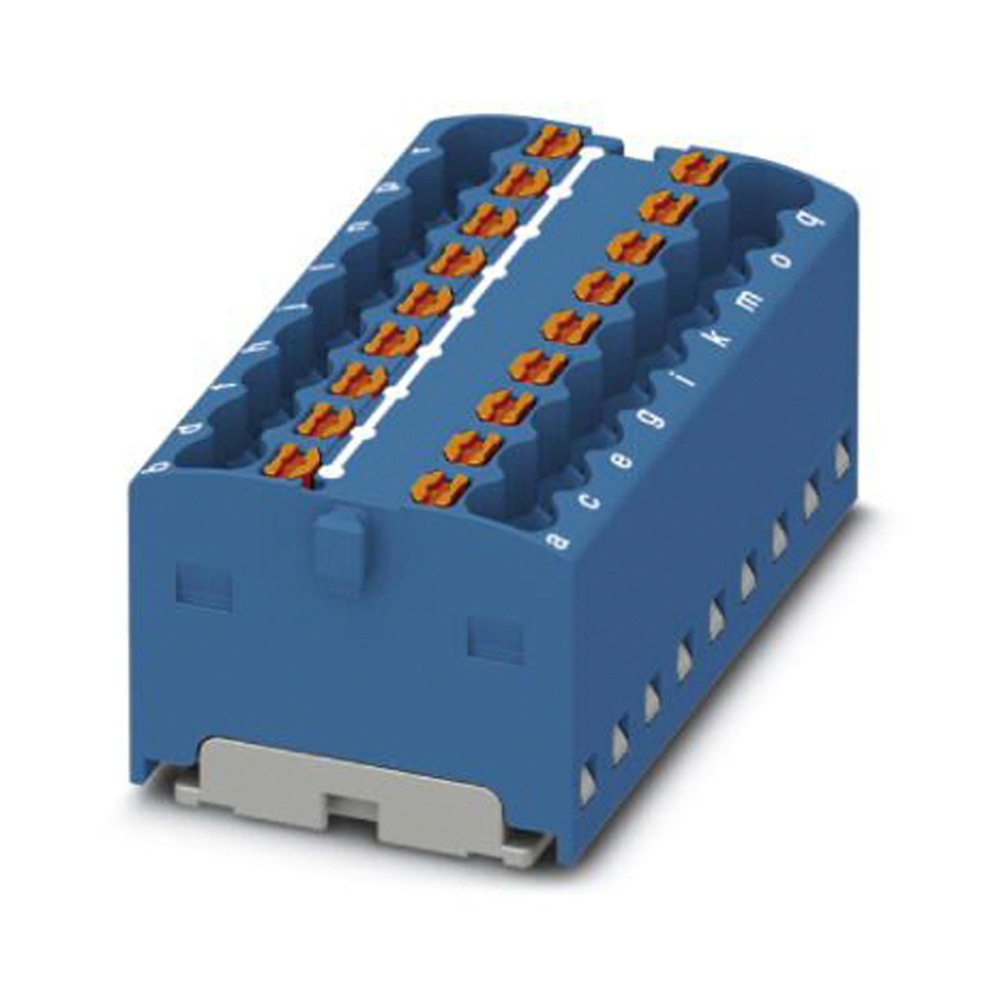 PTFIX 18X1,5-G BU TB, DISTRIBUTION BLOCK, 18P, 14AWG, BLUE PHOENIX CONTACT