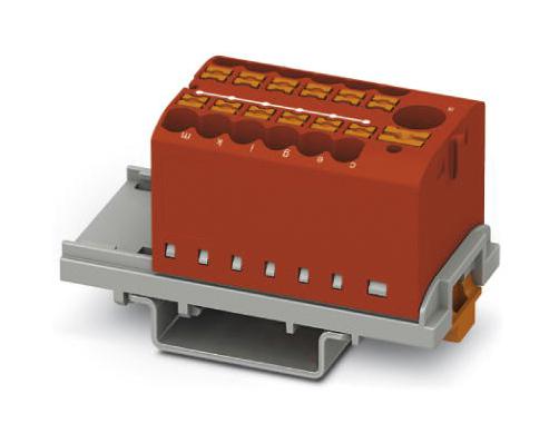 PTFIX 6/12X2,5-NS35 RD TB, POWER DISTRIBUTION, 13P, 12AWG, RED PHOENIX CONTACT