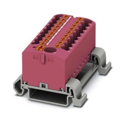 PTFIX 6/18X2,5-NS35A PK TB, POWER DISTRIBUTION, 19P, 12AWG, PINK PHOENIX CONTACT