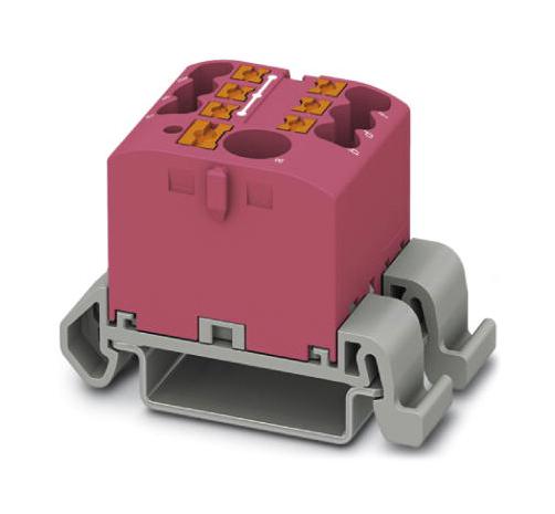 PTFIX 6/6X2,5-NS35A PK TB, POWER DISTRIBUTION, 7P, 12AWG, PINK PHOENIX CONTACT