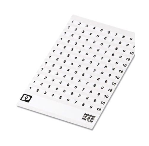 SK 5,08/3,8: 1-250 MARKER CARD, 1 TO 250, 5.08MM, WHITE, TB PHOENIX CONTACT