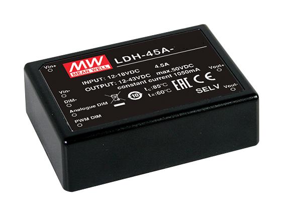 LDH-45A-350WDA LED DRIVER, CONSTANT CURRENT, 30.1W MEAN WELL