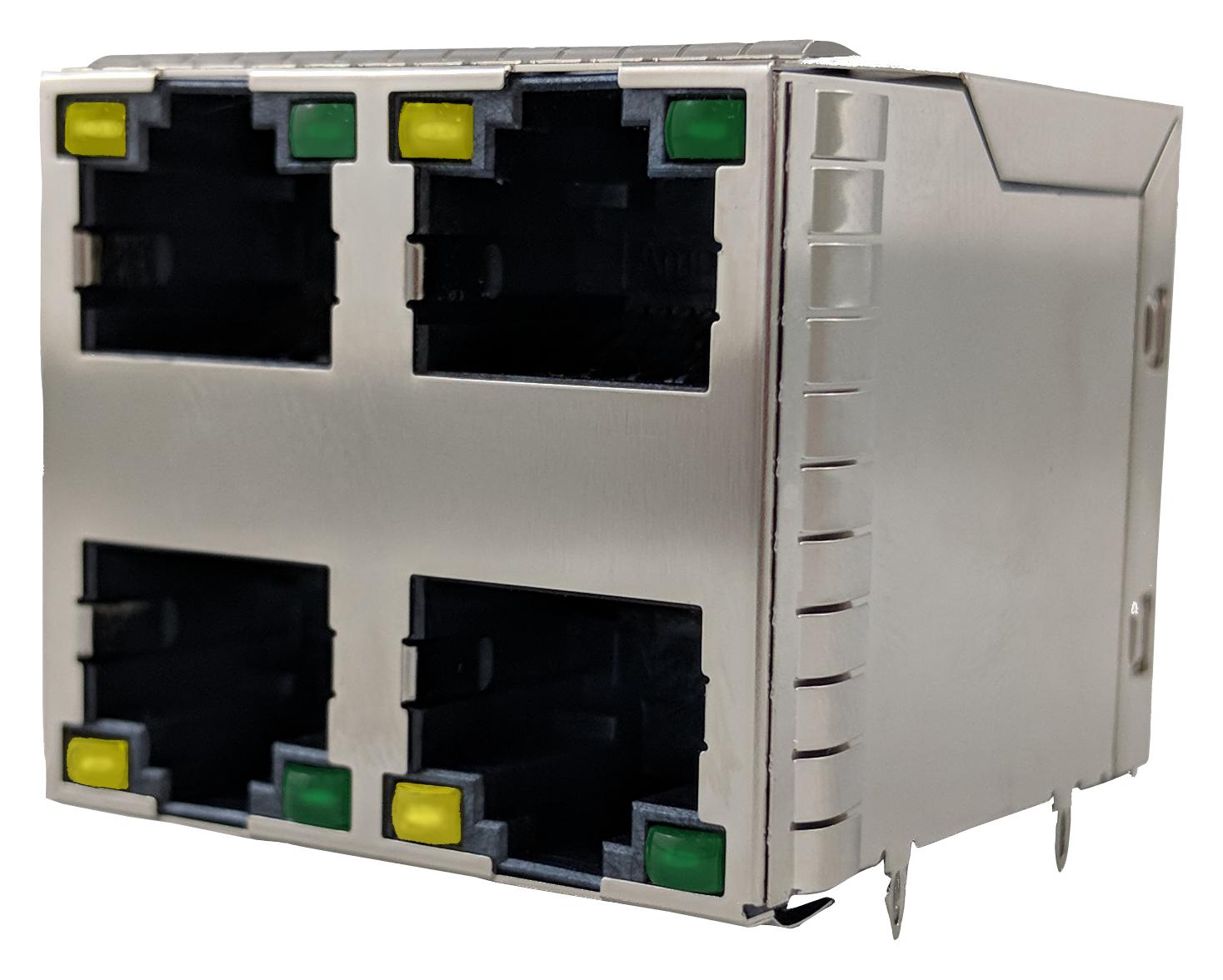 RJSGE4886411 RJ45 CONNECTOR, JACK, 8P8C, 4PORT, TH AMPHENOL ICC