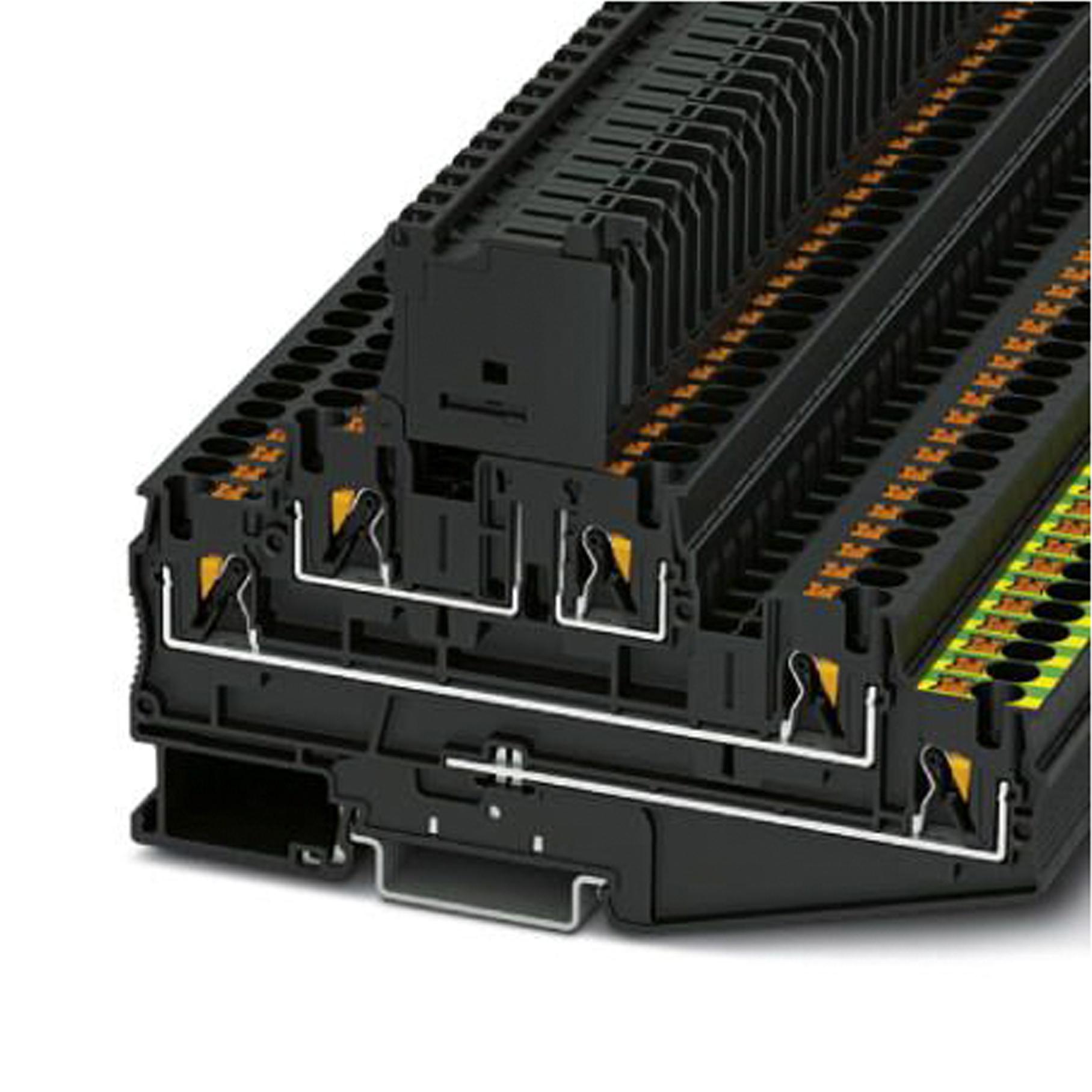 PT 4-PE/L/HESI (5X20) FUSE MODULAR TB, 5WAY, 10AWG, BLACK PHOENIX CONTACT