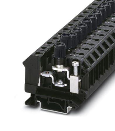 UK 10-DREHSI/K (5X25) FUSE MODULAR TB, 2WAY, 6AWG, BLACK PHOENIX CONTACT