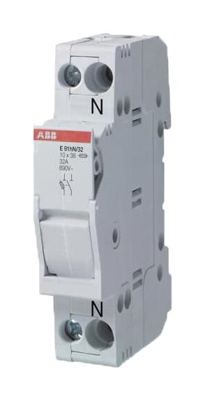 E91N/32S DIN RAIL FUSE HOLDER, 1P+N, 32A, 600V ABB