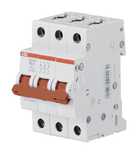 SD203/16 LOAD BREAK SWITCH, 3 POLE, 16A, 440V ABB
