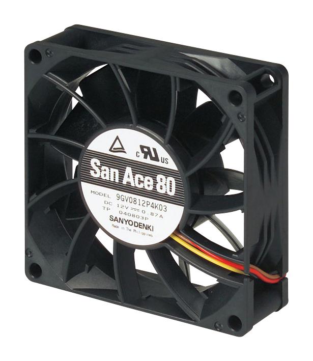 9GV0812P4K03 DC AXIAL FAN, 74.86CU.FT/MIN, BALL, 80MM SANYO DENKI