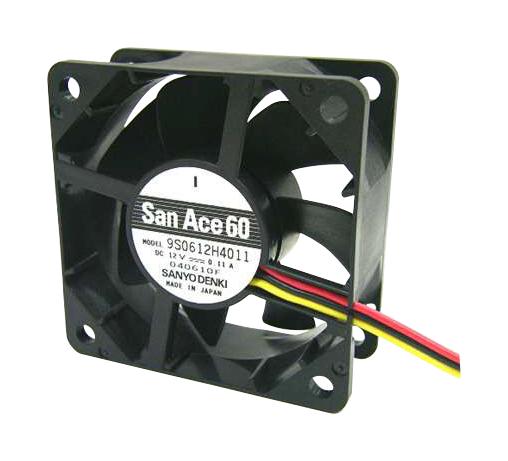 9S0612P4H01 AXIAL FAN, 60MM, 0.58M3/MIN, 24DBA, 12V SANYO DENKI
