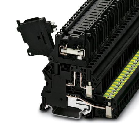 UT 4-PE/HESI LED 24 (5X20) FUSE MODULAR TB, 2WAY, 10AWG, BLACK PHOENIX CONTACT