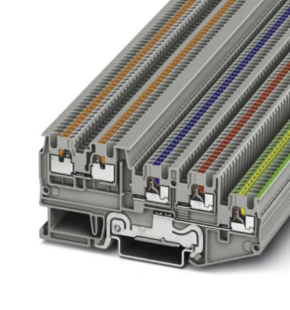 PTIO 1,5/S/4-PE DIN RAIL TB, PUSH IN, 5POS, 26-14AWG PHOENIX CONTACT