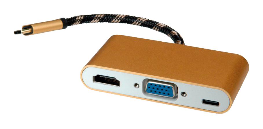 12.03.3155 CONVERTER, USB C PLUG-HDMI/VGA/USB RCPT ROLINE