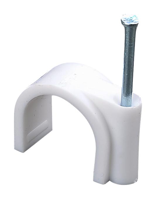 PELB0168 ROUND CABLE CLIP, PE, 4MM, WHITE, PK100 PRO ELEC