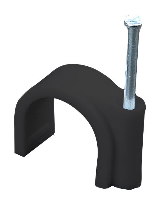 PELB0177 ROUND CABLE CLIP, PE, 8MM, BLACK, PK100 PRO ELEC