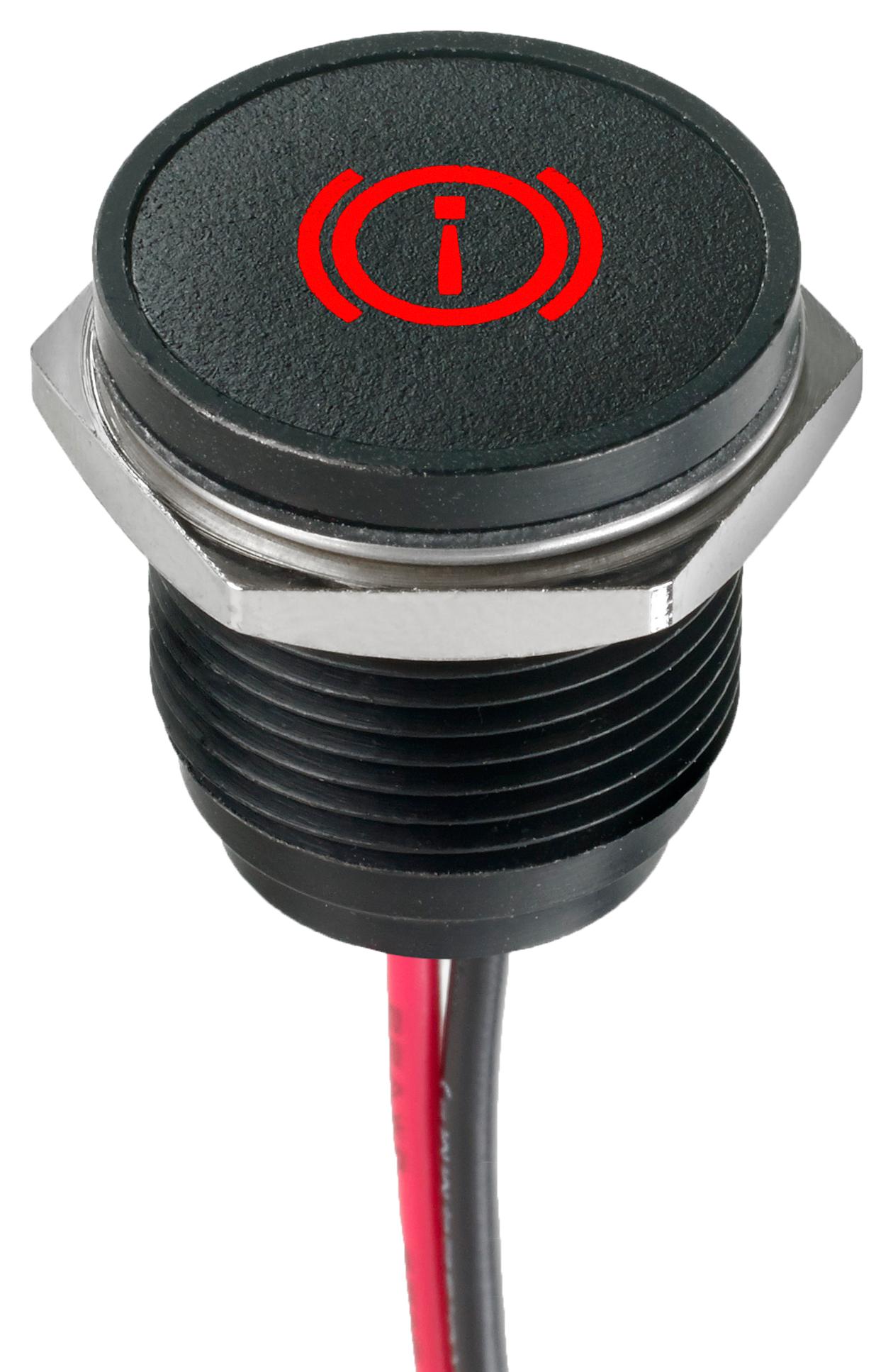 Q16F5BXXHR12E-3BU LED PANEL INDICATOR, RED, 16MM, 12VDC APEM