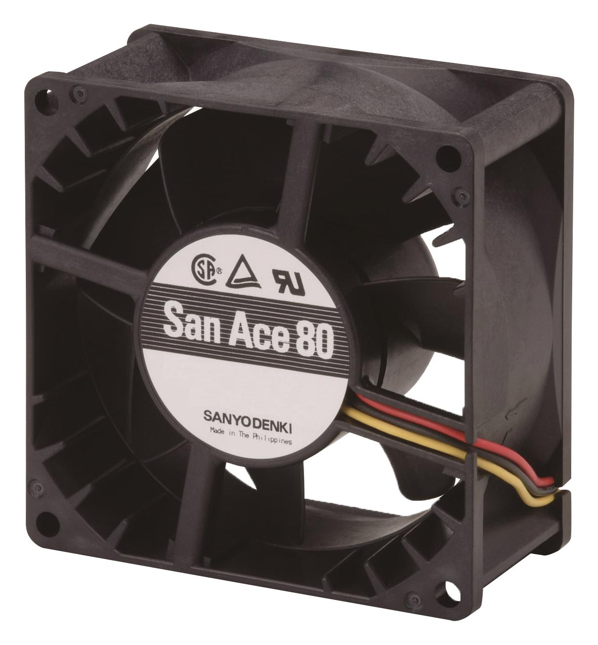 9G0812H101 AXIAL FAN, DC, 0.9A, 80MM, 80.5CFM SANYO DENKI