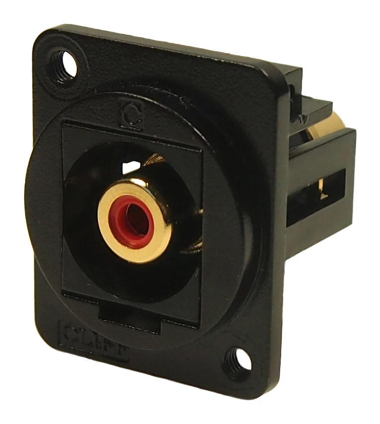 CP30230M3B ADAPTER, RCA PLUG-PLUG, BLACK METAL, RED CLIFF ELECTRONIC COMPONENTS