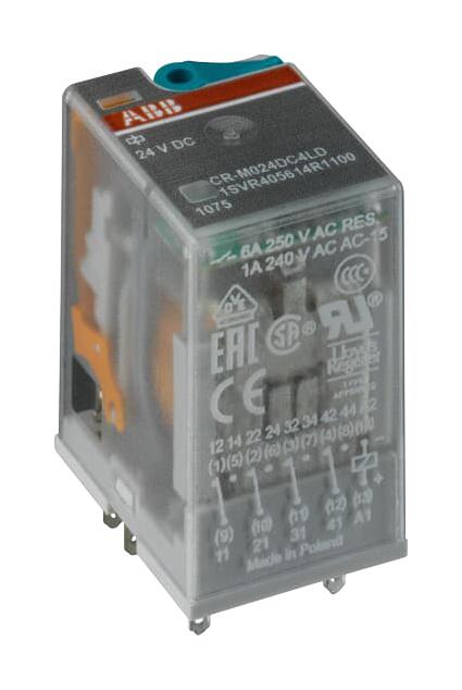 1SVR405613R8200 POWER RLY, DC, 4PDT, 125VDC, 6A, 250V ABB