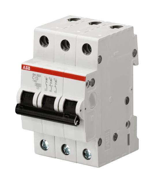 2CDS213001R0064 MCB, THERMAL, 3POLE, 6A, 400V ABB
