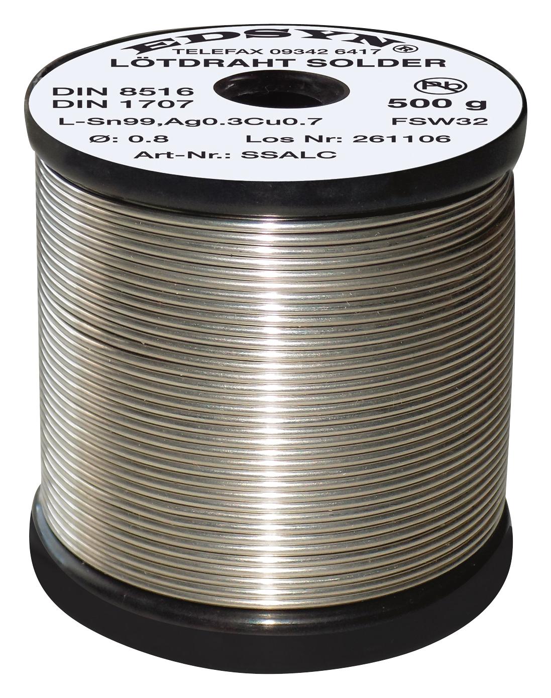 SSALC1250-3 SOLDER WIRE, SN/AG/CU, 1MM, 250G EDSYN