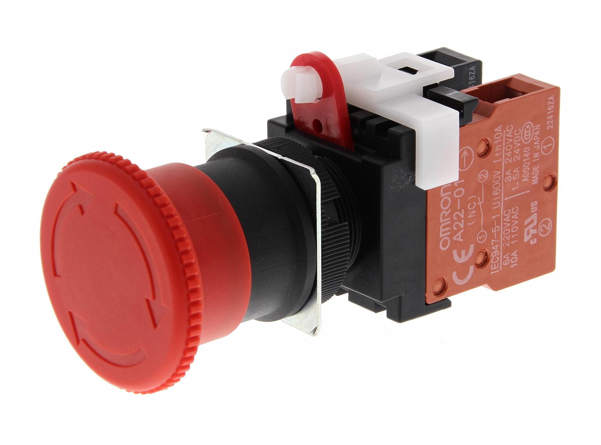 A22E-M-11 EMERGENCY STOP PUSH BUTTON SWITCHES OMRON