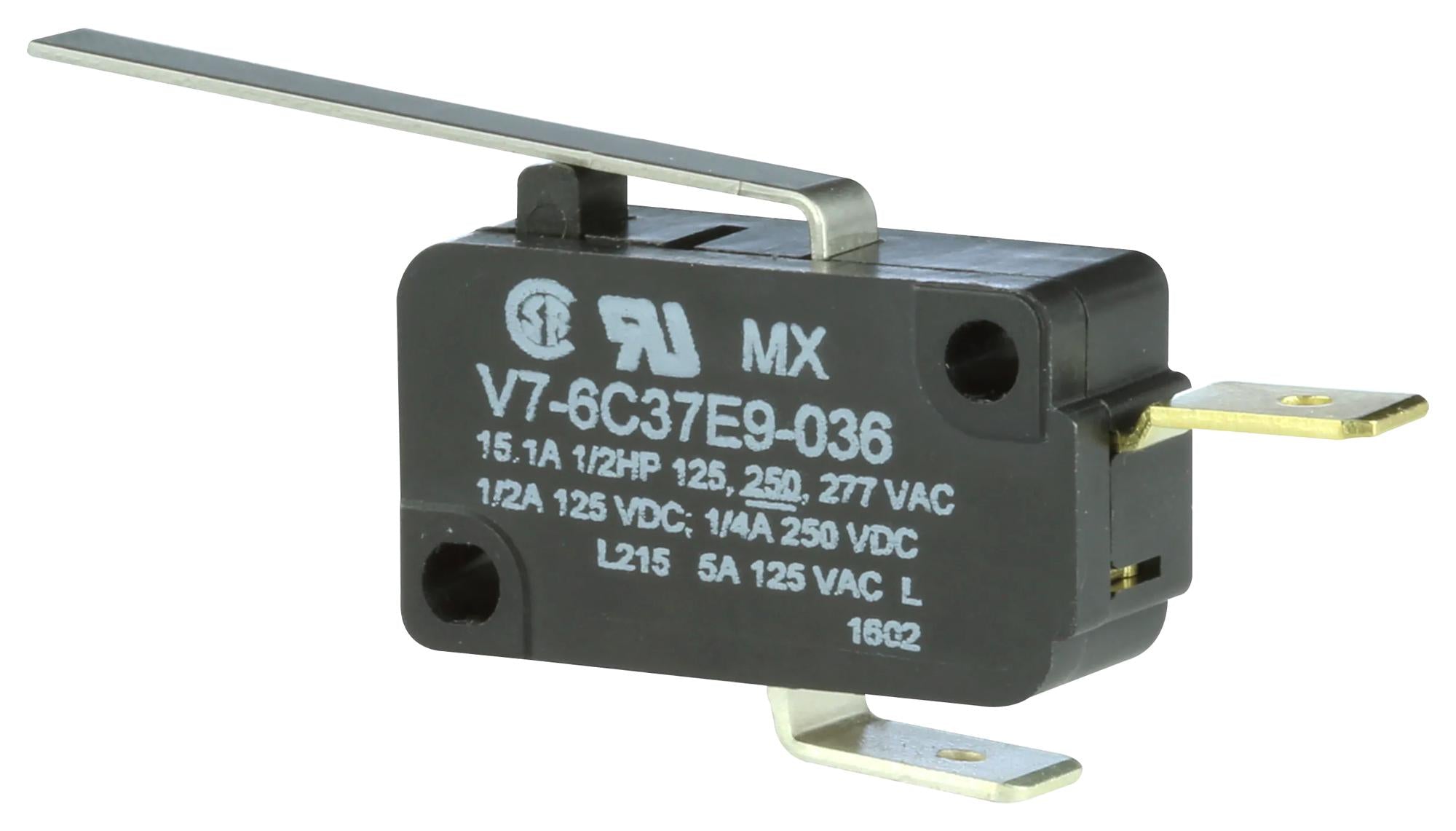 V7-6C37E9-036 MICROSWITCH, SPST-NC, LEVER, 15.1A/277V HONEYWELL