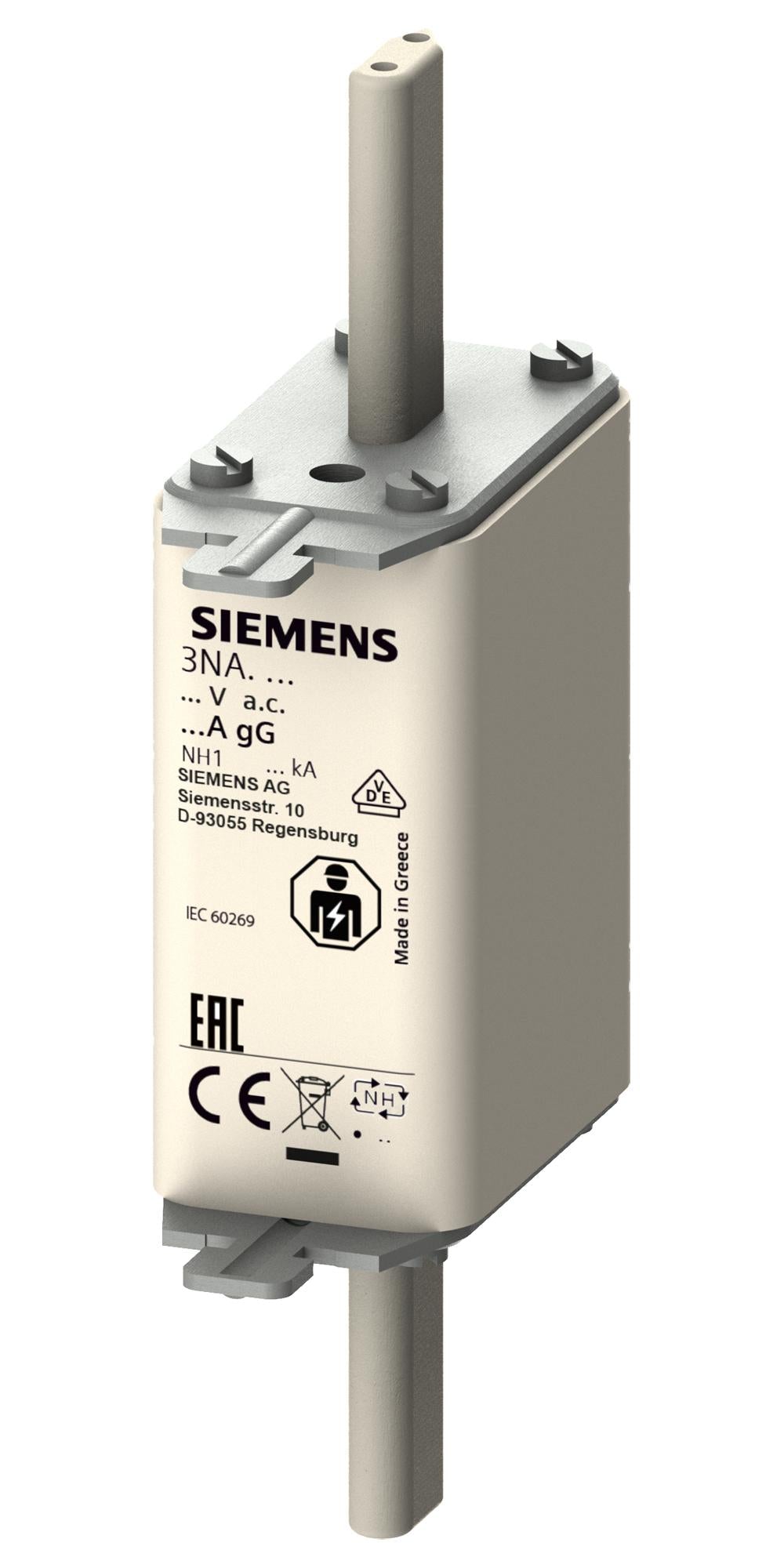 3NA3114 HRC FUSE, 35A, 500VAC, 440VDC, BLADE TAG SIEMENS