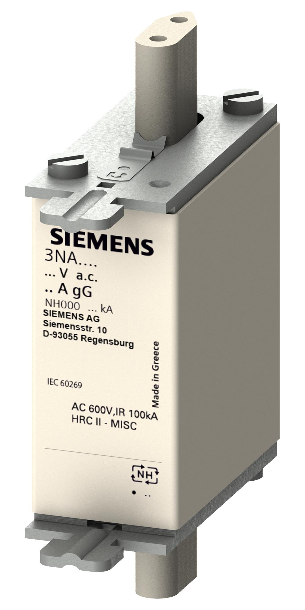 3NA3807-6 HRC FUSE, 20A, 690VAC, 250VDC, BLADE TAG SIEMENS