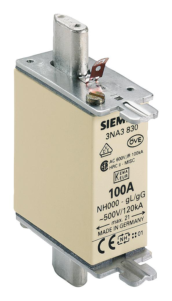 3NA3830 HRC FUSE, 100A, 500VAC, 250VDC, BLADE SIEMENS