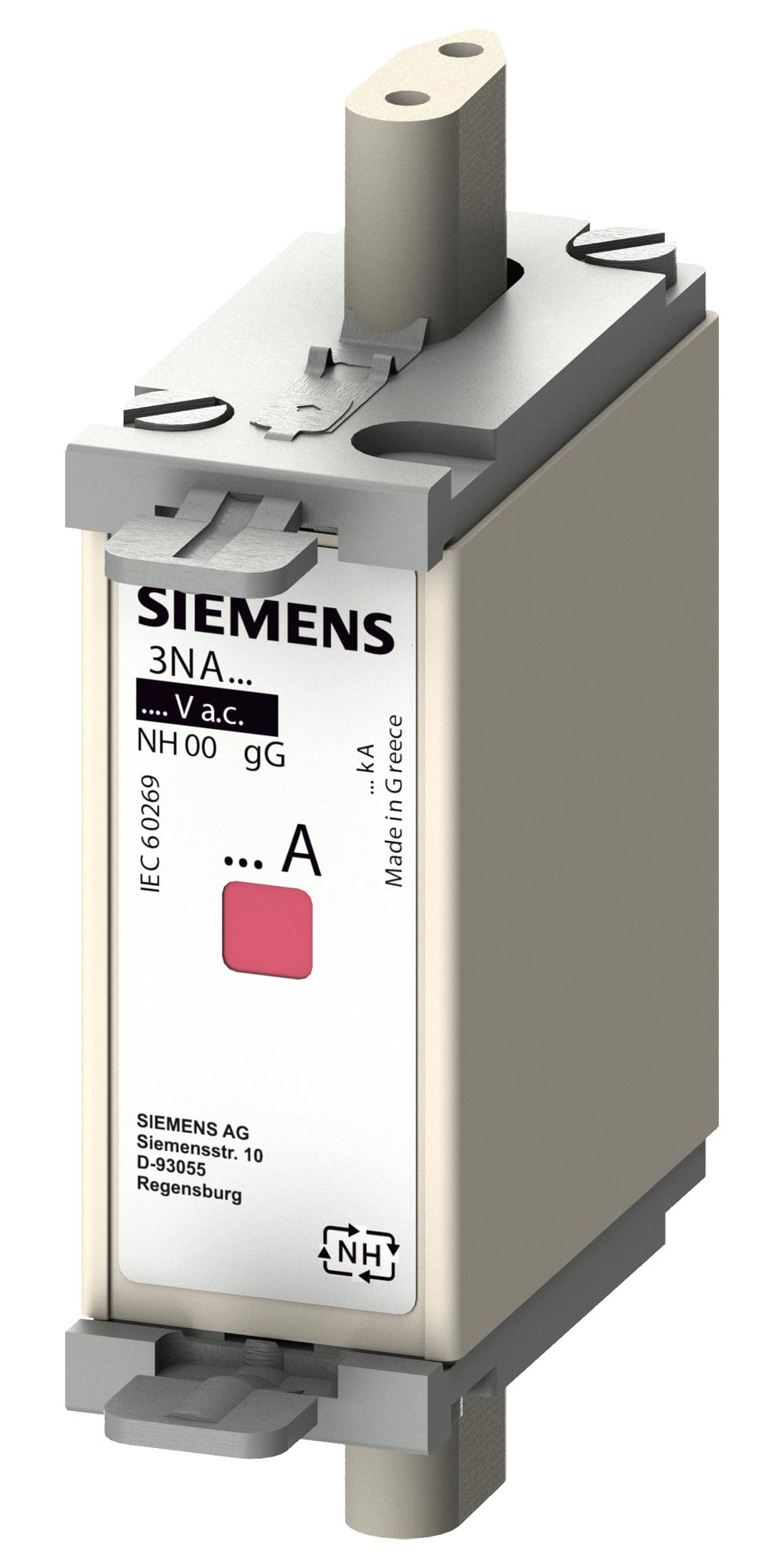 3NA6801-6 HRC FUSE, 6A, 690VAC, 250VDC, BLADE TAG SIEMENS