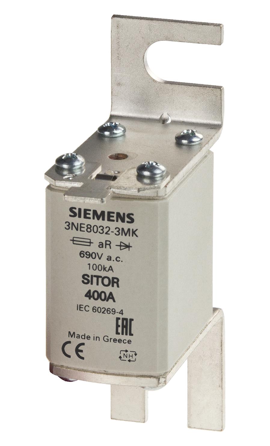 3NE8021-3MK HRC FUSE, 100A, 690VAC, 440VDC, BOLTED SIEMENS