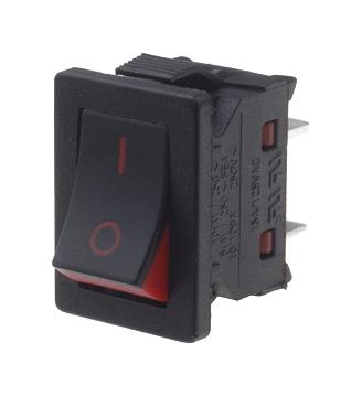 MP004410 ROCKER SW, SPST, 10A/250V, BLK/RED, PANL MULTICOMP PRO