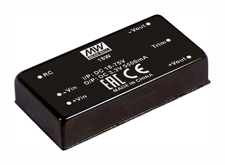 RSDW20G-15 DC-DC CONVERTER, 15V, 1.33A MEAN WELL