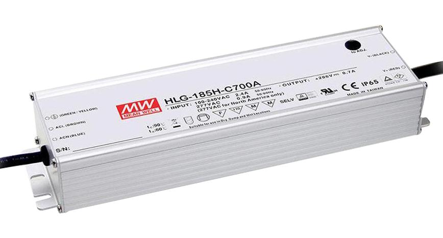 HLG-185H-C700B LED DRIVER, CONSTANT CURRENT, 200.2W MEAN WELL