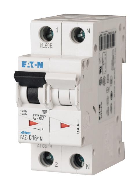 FAZ-C10/1N MCB, 10A, C-TYPE, SP+N, 15KA EATON MOELLER