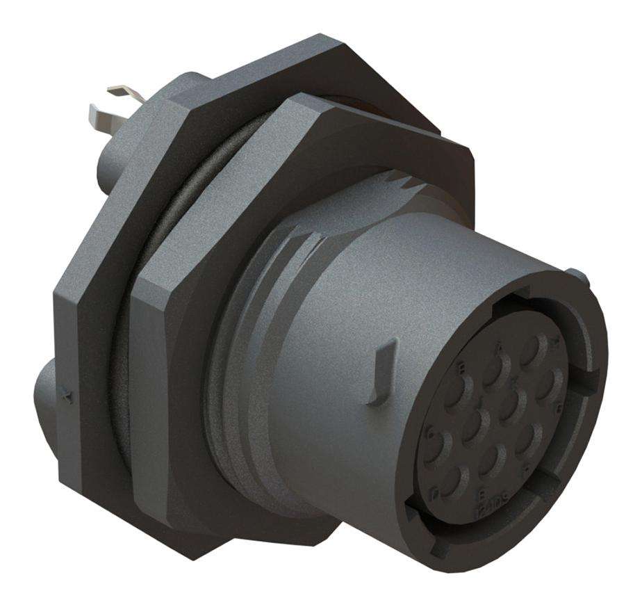 RTS712ND10S0332 CIRCULAR CONNECTOR, 10POS, RCPT, JAM NUT AMPHENOL SINE/TUCHEL