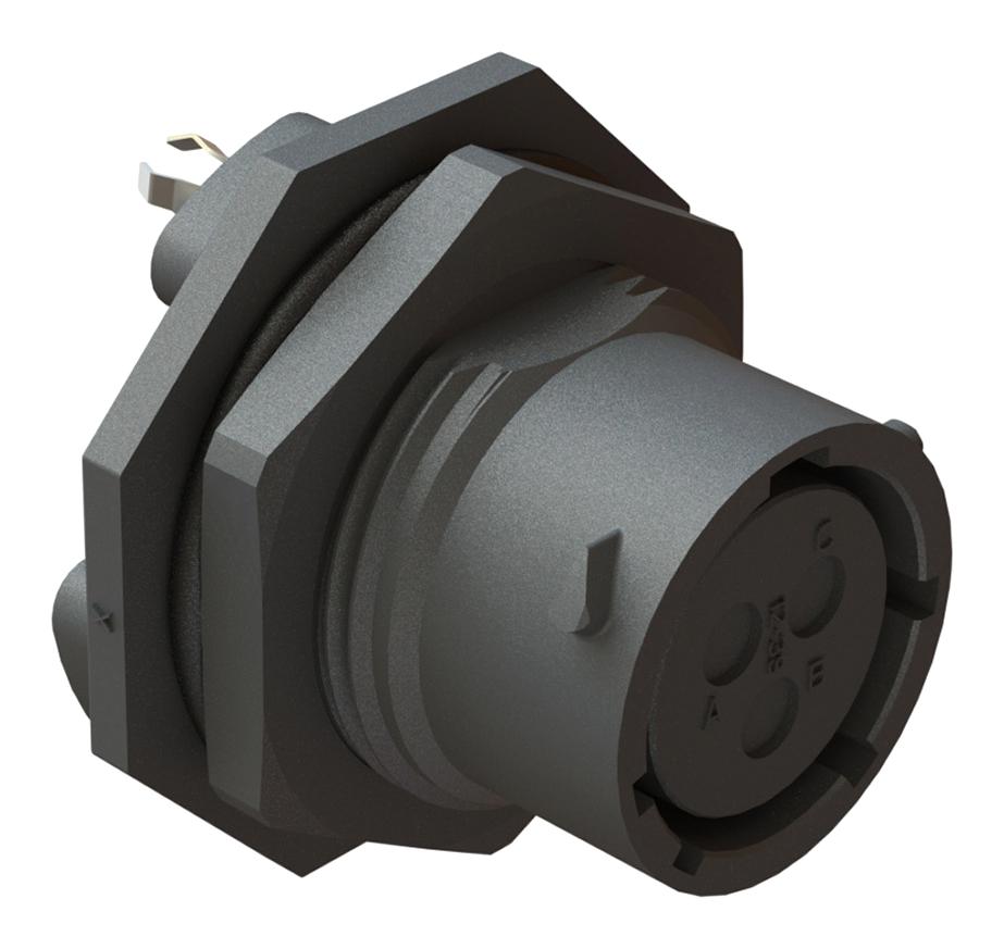RTS712ND3S0332 CIRCULAR CONNECTOR, 3POS, RCPT, JAM NUT AMPHENOL SINE/TUCHEL