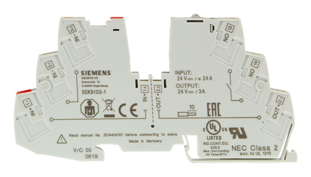 5SK9101-1 CIRCUIT BREAKER, 1P, 1A, 24VDC, DIN RAIL SIEMENS