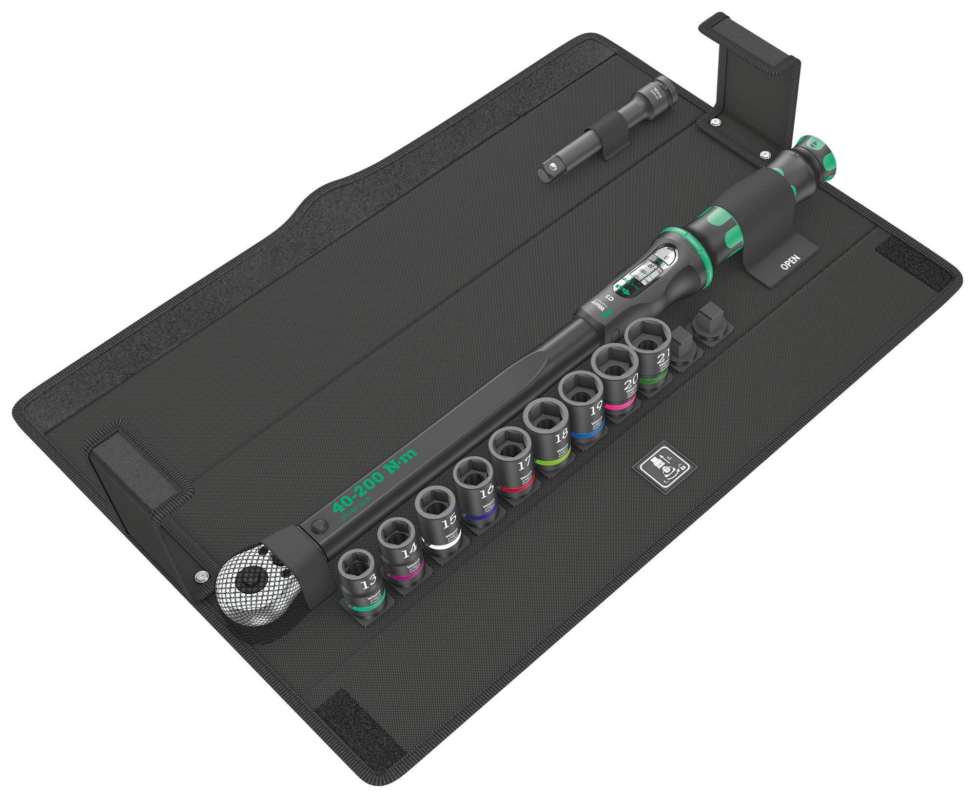 05075681001 TORQUE TOOL SET, RATCHET, 40-200NM, 11PC WERA