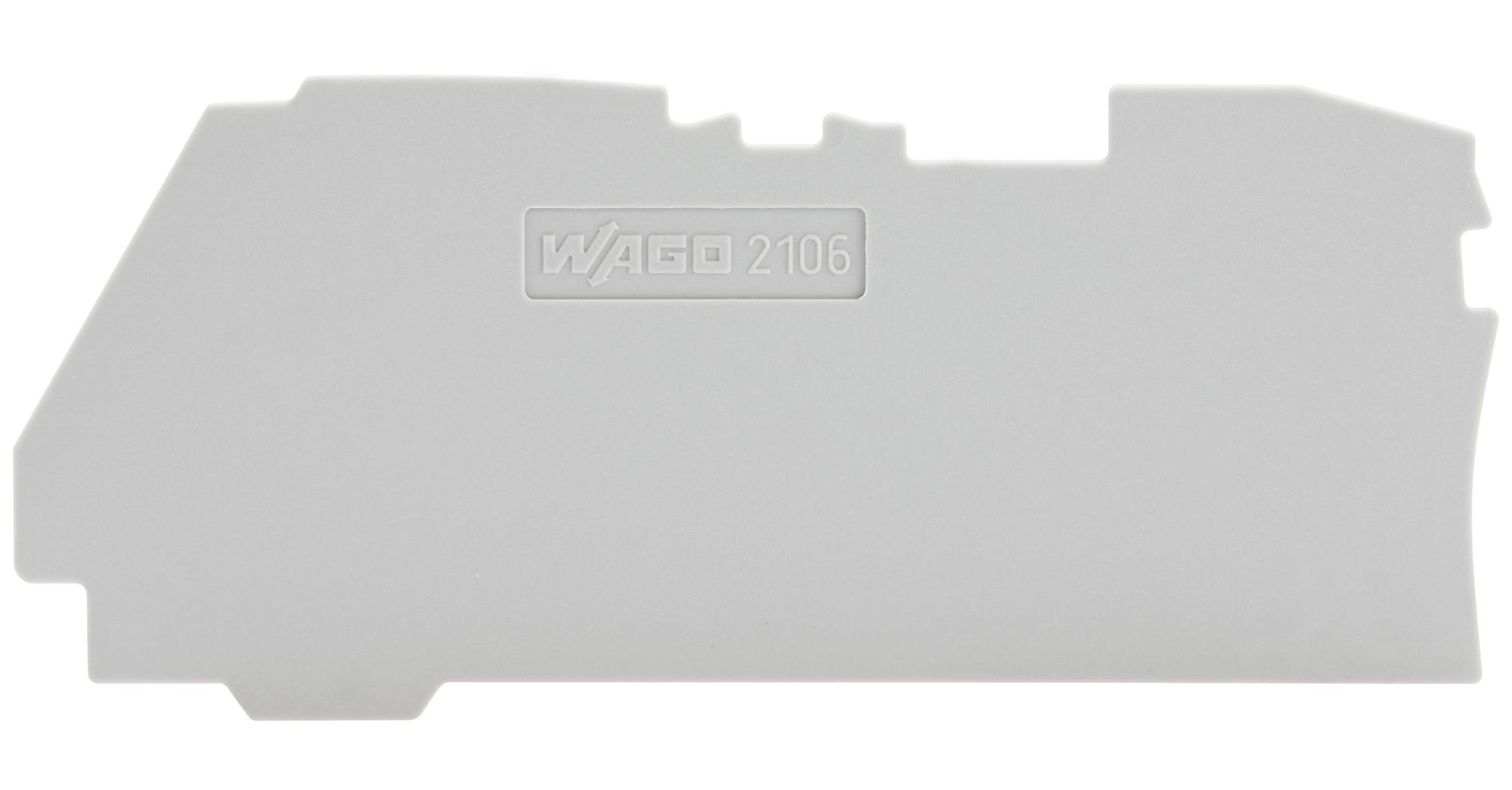2106-1291 END & INTERMEDIATE PLATE, GREY, 74.8MM WAGO
