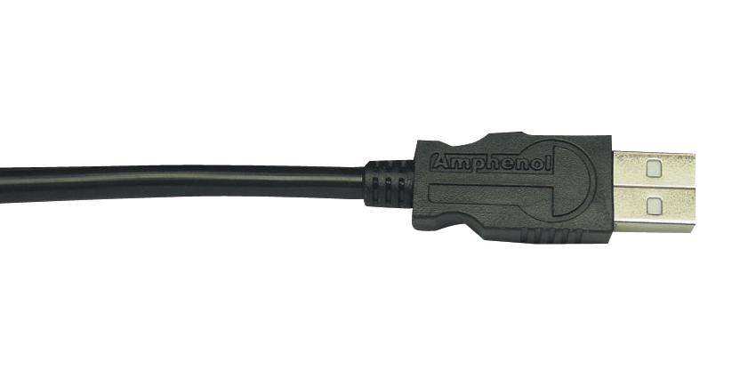 USB2AA500PUHFFR USB CABLE, 2.0 A PLUG-A PLUG, BLK, 5M AMPHENOL SOCAPEX