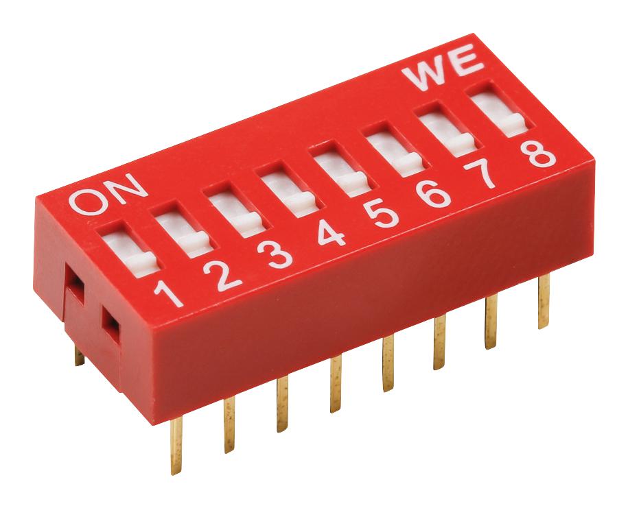 418117170902 DIP SWITCH, 0.025A, 24VDC, 2 POS, THT WURTH ELEKTRONIK