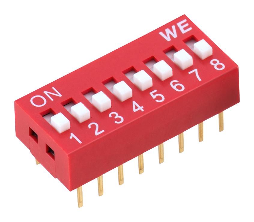 418117270910 DIP SWITCH, 0.025A, 24VDC, 10 POS, THT WURTH ELEKTRONIK