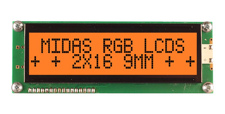 MD21609A6W-FPTLRGB LCD MODULE, 16 X 2, COB, 8.06MM, FSTN MIDAS