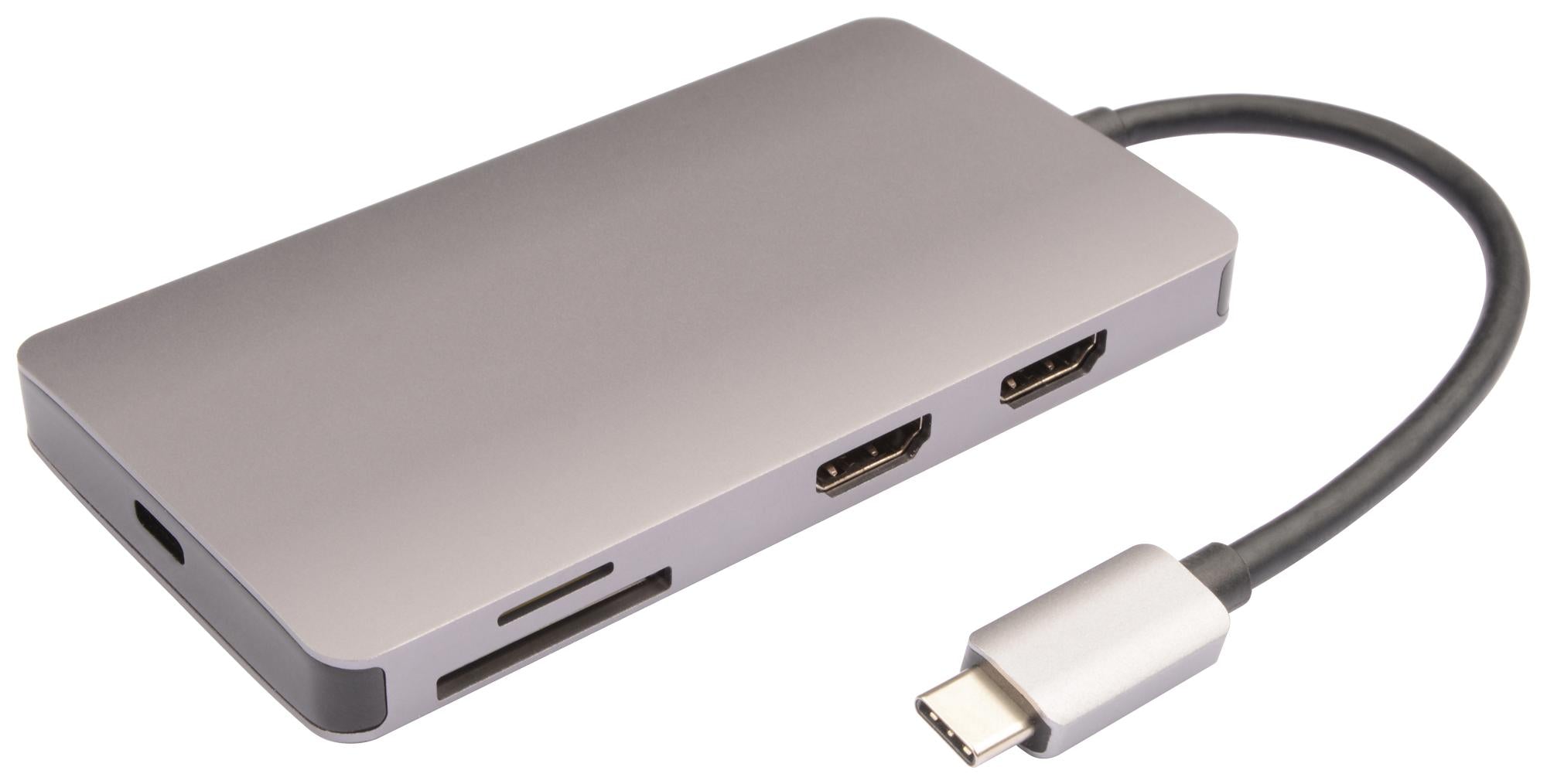 MP008593 USB 8-IN-1 TYPE-C HUB, ALUMINIUM ALLOY MULTICOMP PRO
