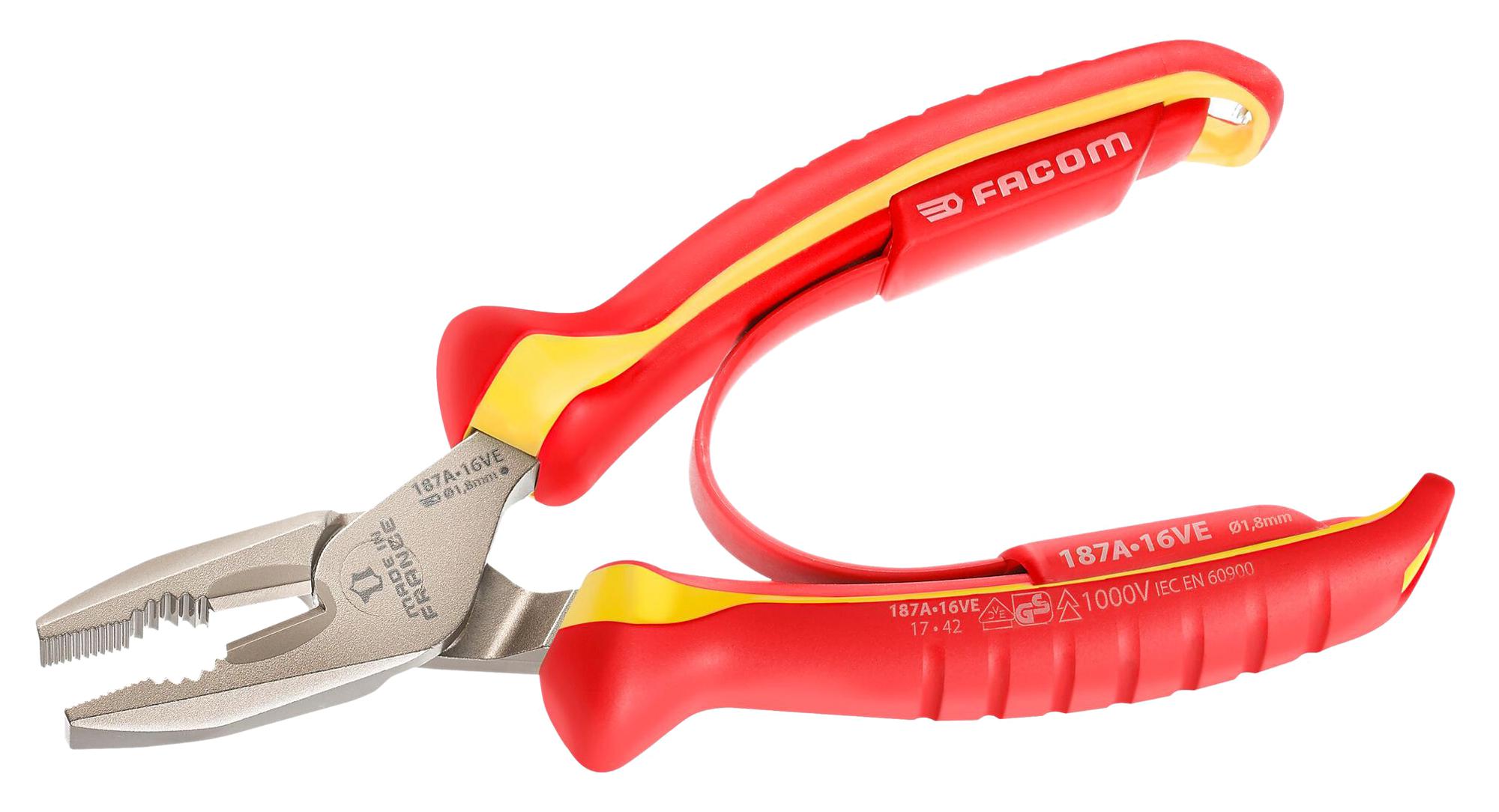 187A.16VE COMBINATION PLIER, VDE, 1.8MM, 165MM FACOM