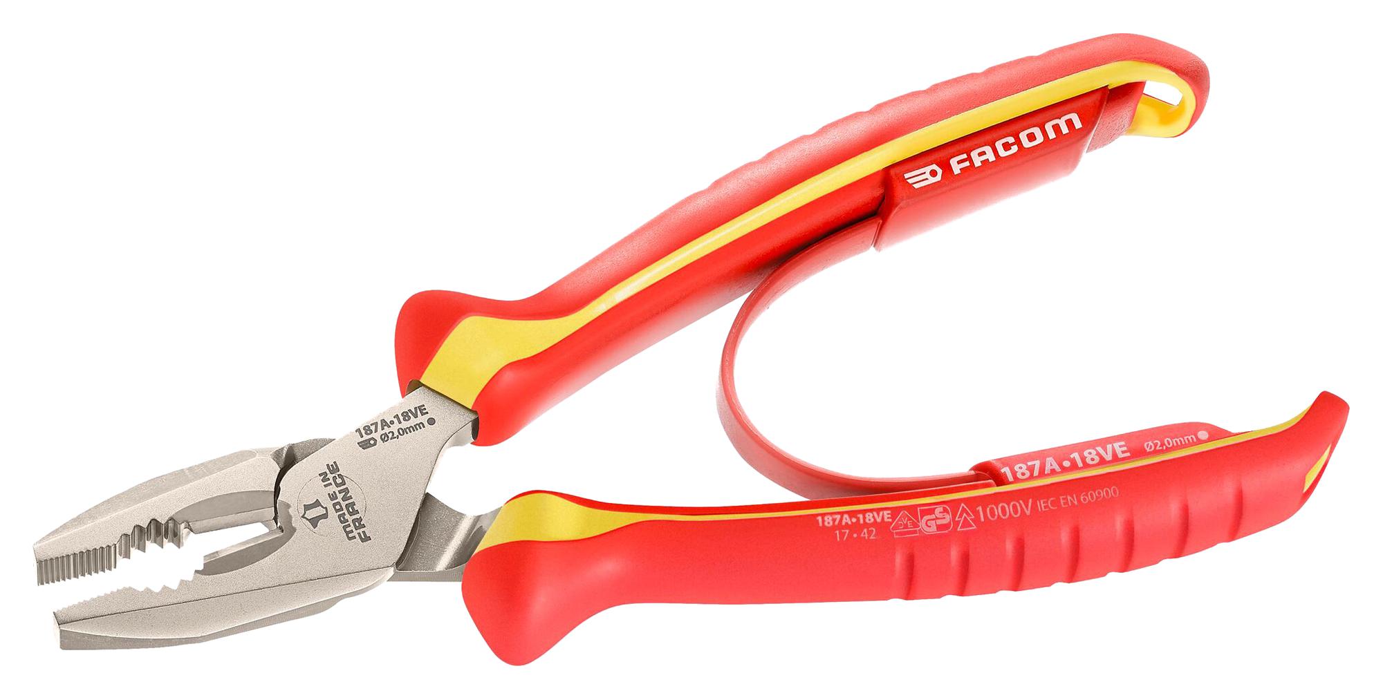 187A.18VE COMBINATION PLIER, VDE, 2MM, 185MM FACOM